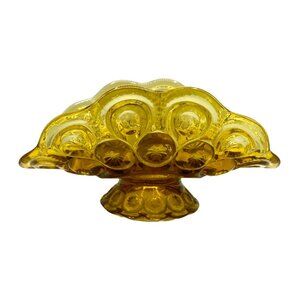 VTG LE Smith Moon & Stars Banana Boat Letter Holder Amber Blown Pressed Glass